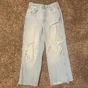 We The Free Light Blue Distressed Flare Jeans